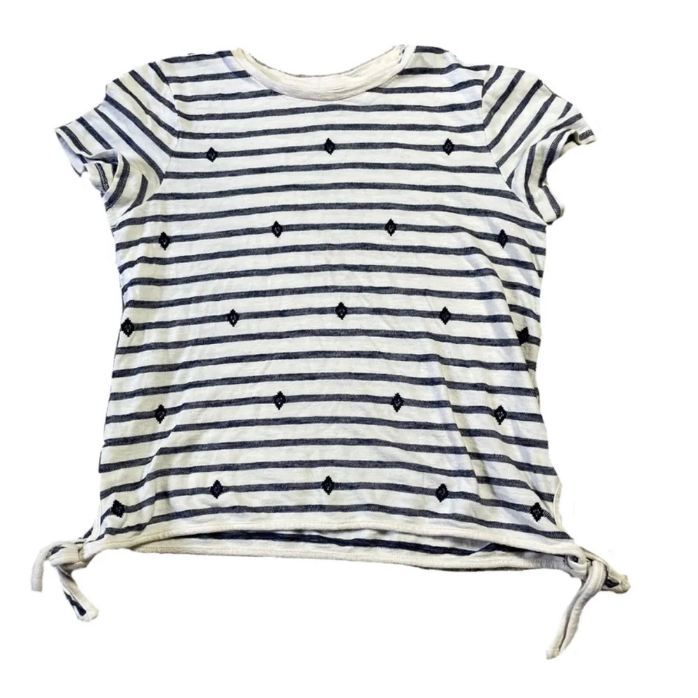 M - Women's UNIVERSAL THREAD Striped Embroidered Blouse Side Ties